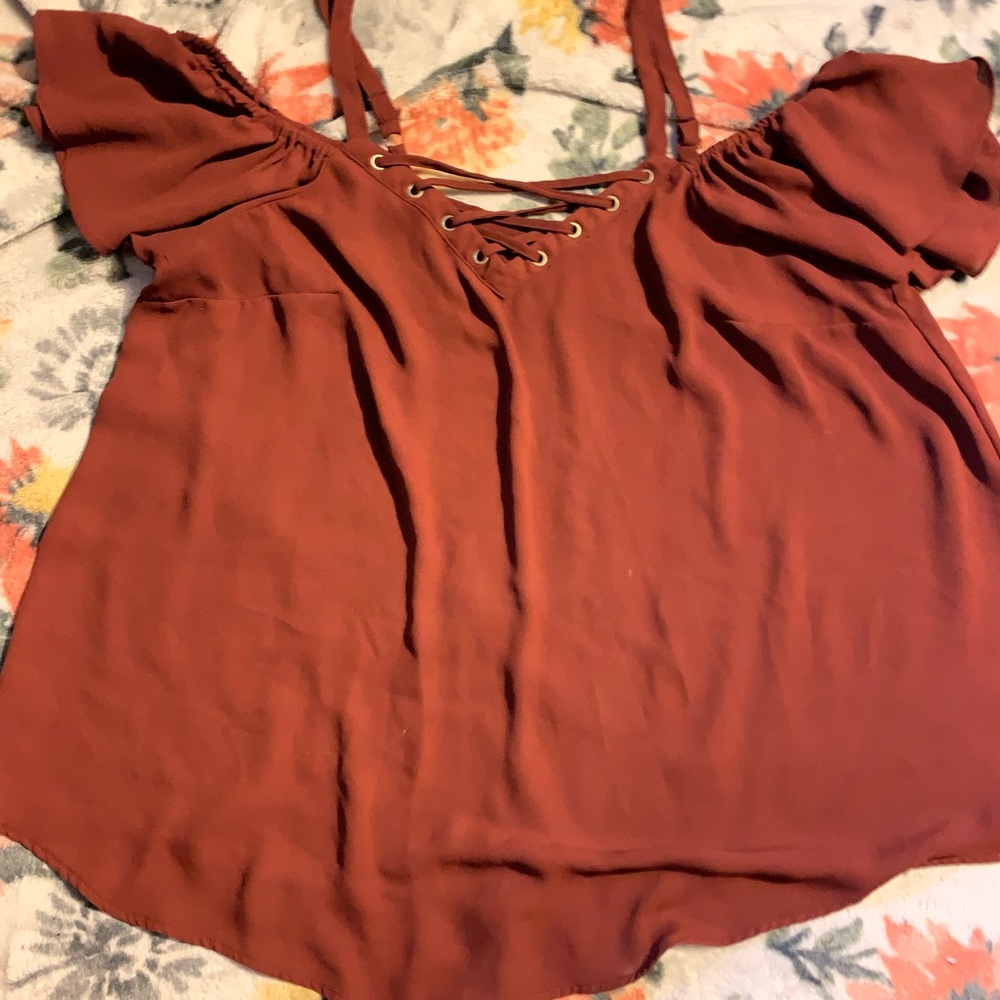 Torrid sz 00 Burnt orange cold shoulder top
